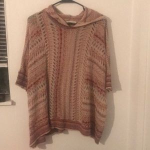 Multi color poncho with hood